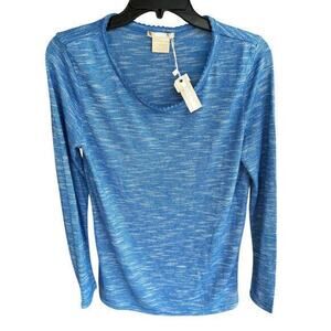 INK&IVY Heathered cornflower blue ultra soft scoop neck top boho casual NWT sz M